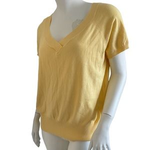 Talbots Double V-neck Pullover Short Sleeve Sweater Made in Italy Size 1X